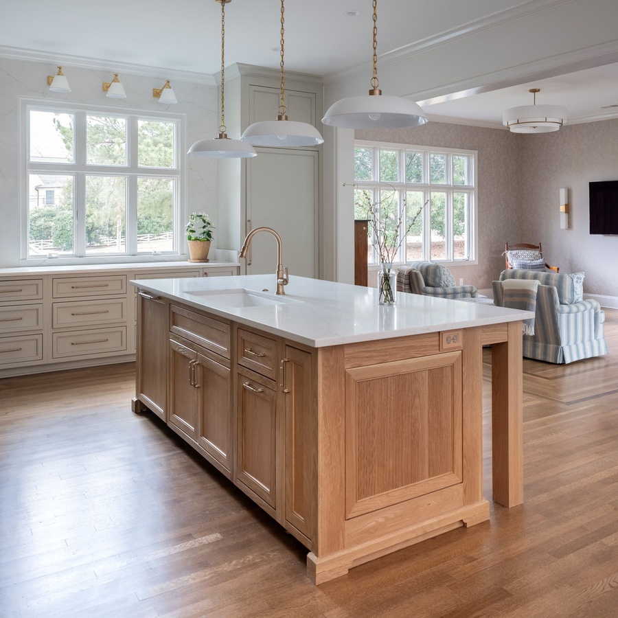 Gray and wood shaker kitchen cabinetry by Designer Cabinets