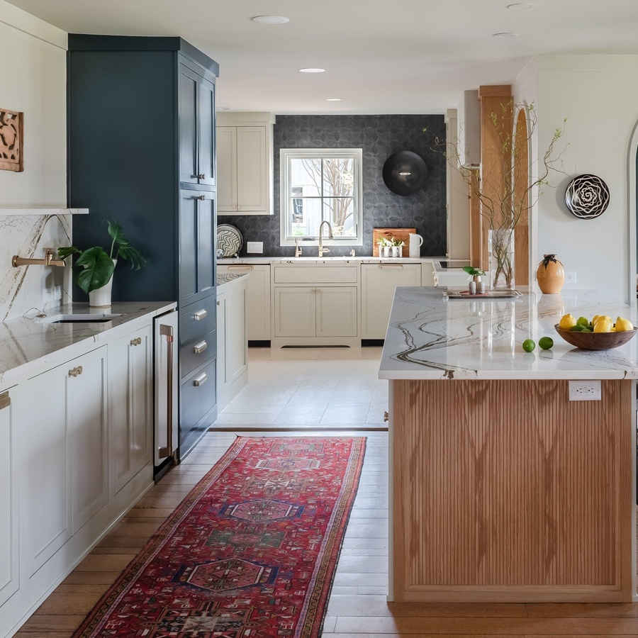 Greige shaker kitchen cabinetry by Designer Cabinets
